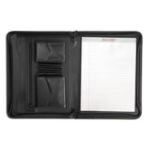 Deluxe Classic Black Leather Padfolio with Zipper